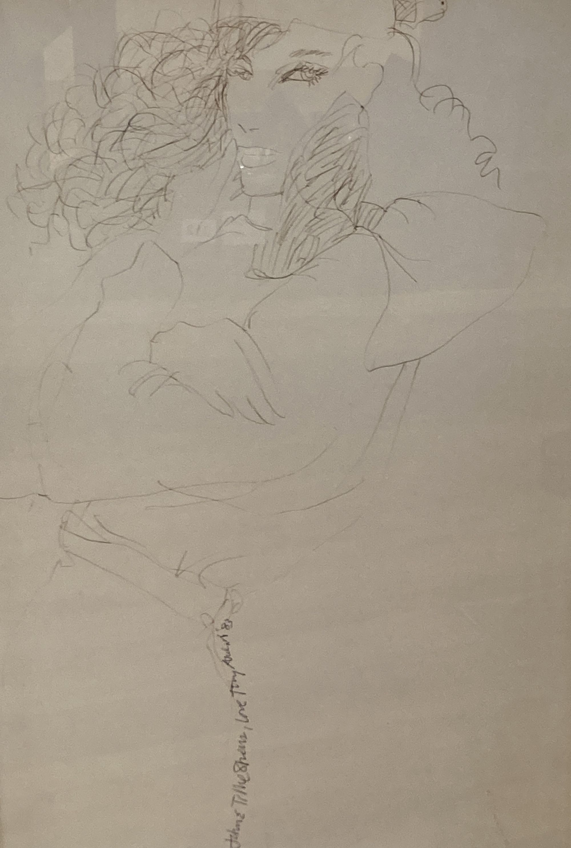 Antonio, pen and ink, Study of a woman with flowing hair, signed and dated 83, 41 x 26cm